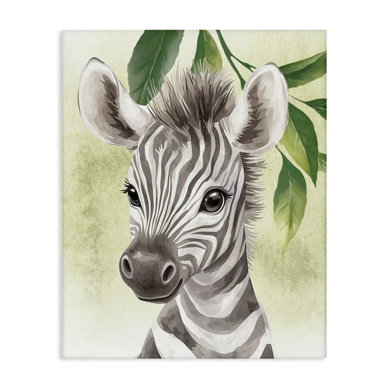 «Jungle Friends Baby Zebra», art mural par Christine Simpson, H 48 po x l 36 po