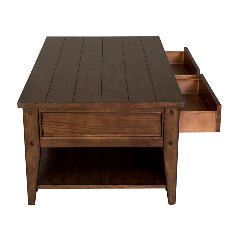 Table basse Laron avec deux tiroirs traversants Laron, Brun