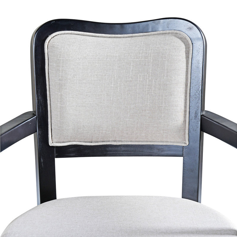 Ensemble de 2 fauteuils de salle à manger rembourrés au fini, chaises d'appoint traditionnelles en tissu avec dossier incurvé et accoudoirs rembourrés
