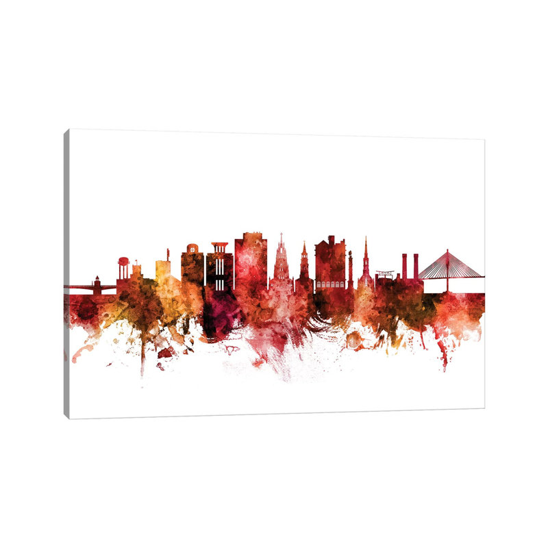 Charleston, South Carolina Skyline by Michael Tompsett - 1 Piece Wrapped Canvas Wall Art, 20.32 cm H x 30.48 cm W