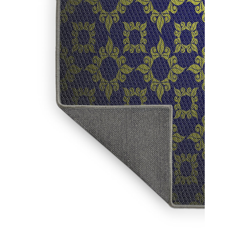 Tapis bleu/noir/jaune à tisser électrique, Rectangle 8 pi x 10 pi