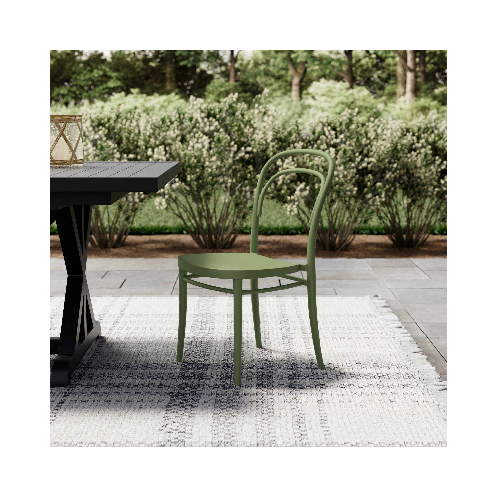 Farrah Stacking Patio Dining Side Chair, Olive Green