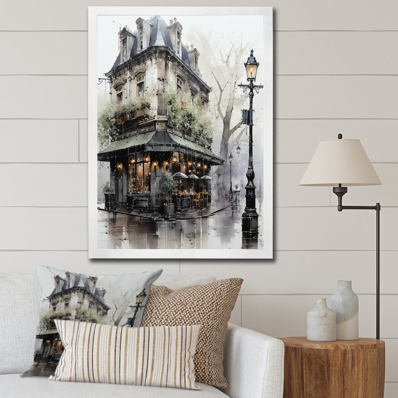 Paris Montmartre Mist - art mural Paris, H 20 po x l 12 po x P 1 po, Cadre simple blanc