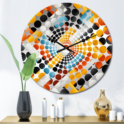 Horloge murale géométrique orange et bleue