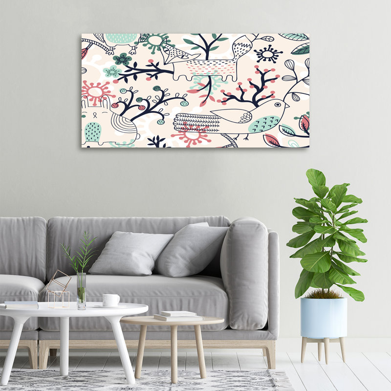 Animals And Flowers - No Frame Print on Canvas
