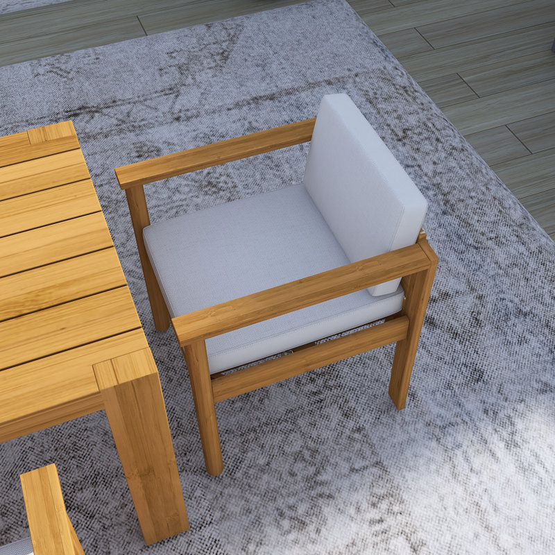 Ensemble 7 pièces de table et chaises de patio, Teck clair