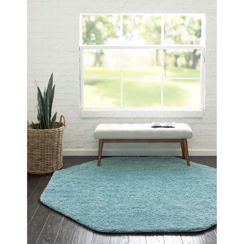 Tapis turquoise Destiney, Octogone 4 pi x 4 pi