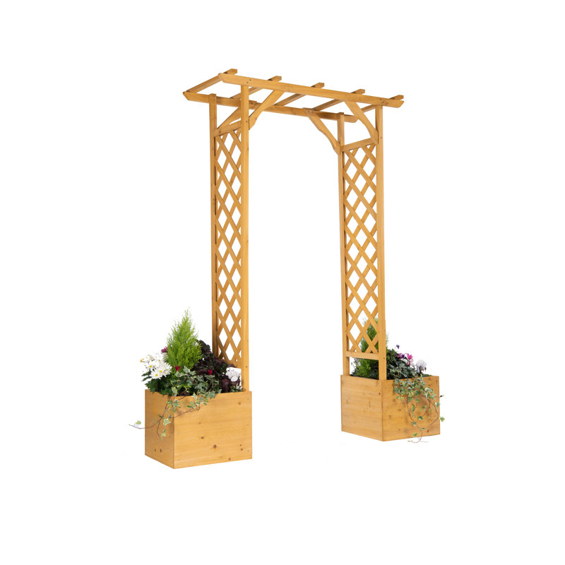 Aubreyelle 433.07cm W x 106.68cm D Solid Wood Arbour in Natural