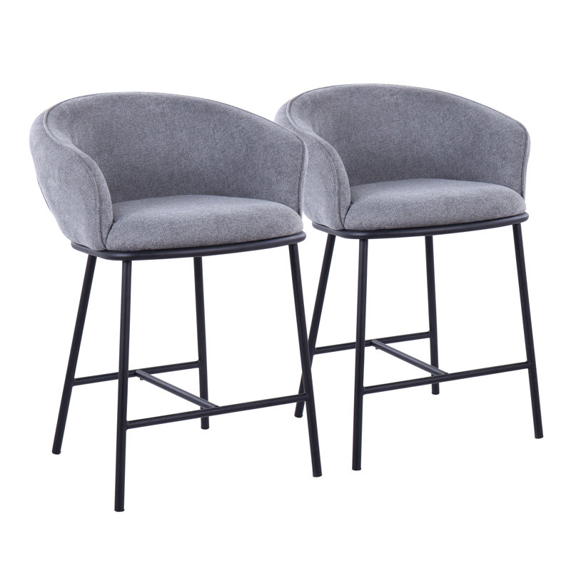 Kateryn 25.5" Upholstered Counter Stools, Gray