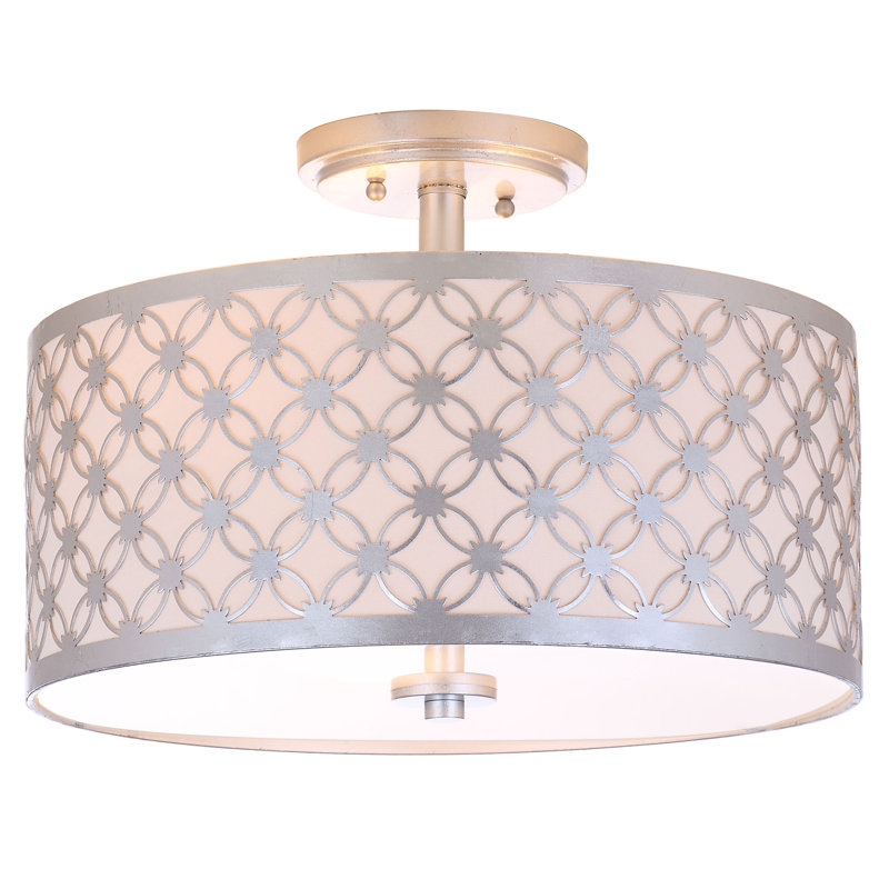 Pamila Semi Flush Mount, Silver, Cotton
