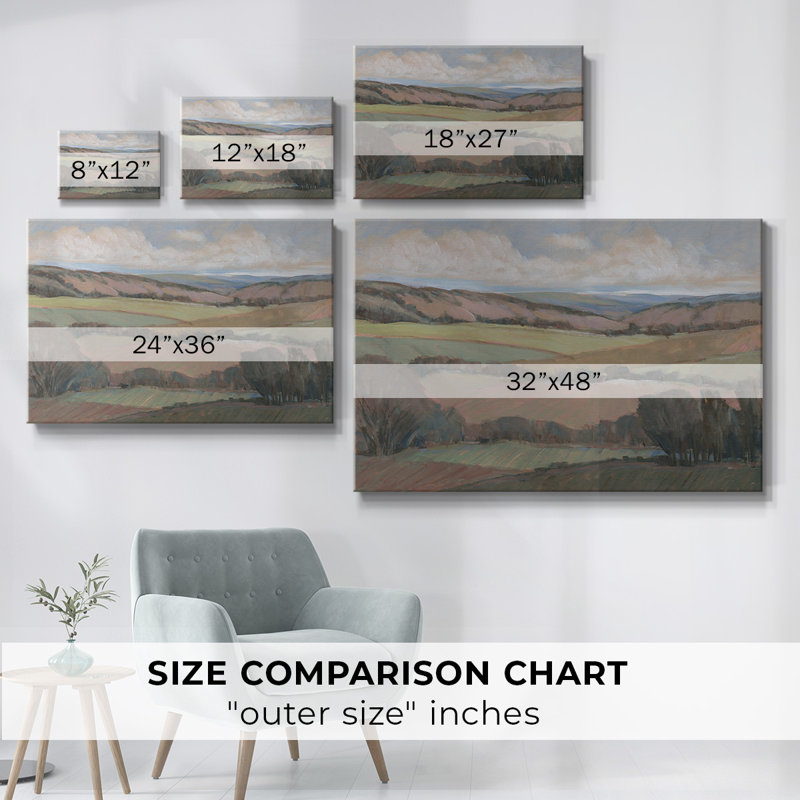 Hilly Countryside II-Toile tendue avec châssis, H 12 po x l 18 po