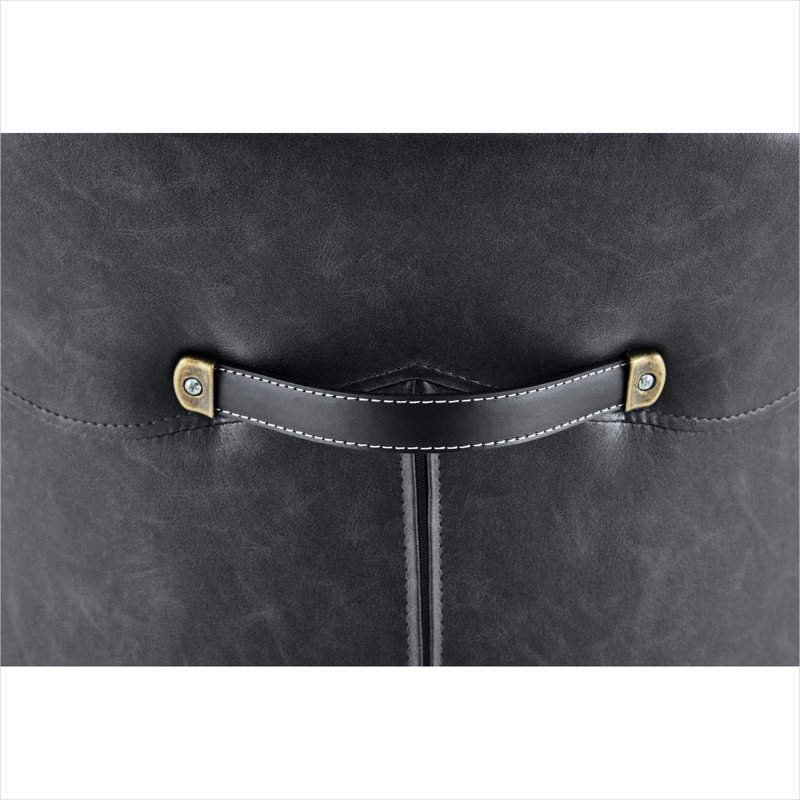 Chaises d'appoint latérales pour la salle à manger en cuir ciré huilé gris ardoise, ensemble de 4, dossier haut touffeté à losanges avec pieds en métal galvanisé