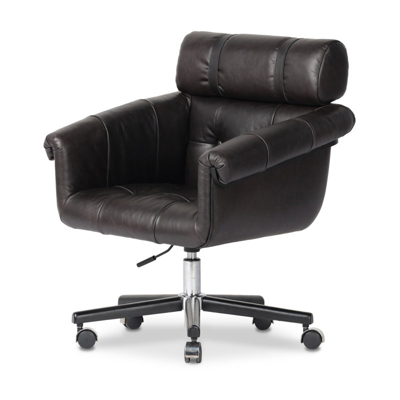 Arnold Leather Swivel Executive Chair, Sonoma Black