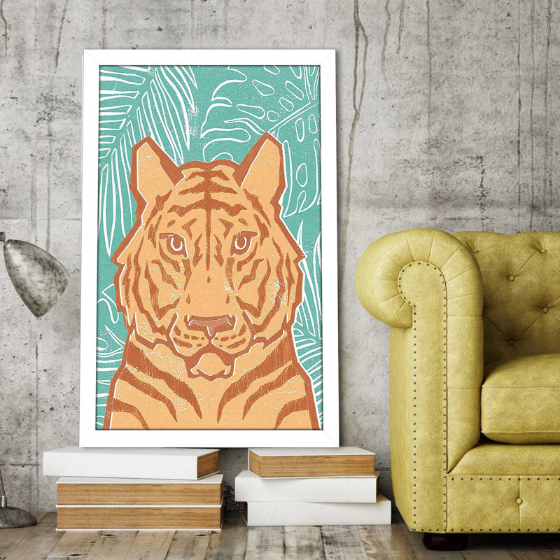 " Jungle I ", White Framed, 39.5" H x 27.5" W x 0.75" D
