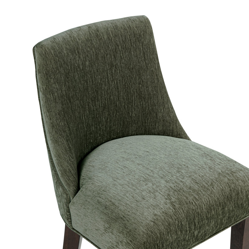 Beever Modern Chenille Upholstered Rubberwood Bar Stool, Bar Stool (32.7" Seat Height), Forest Green