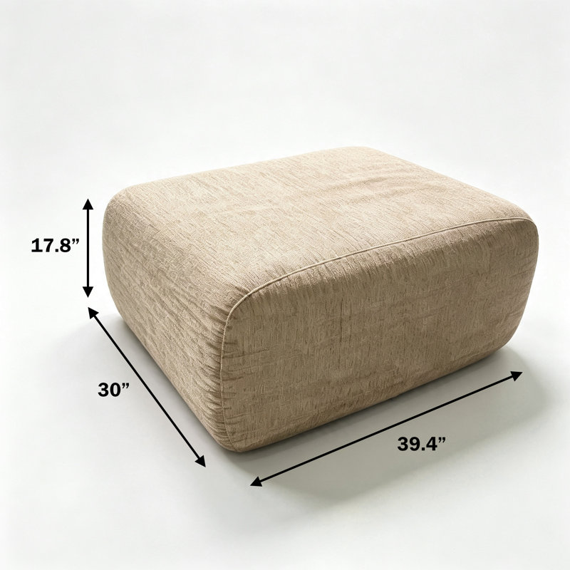 Pouf en chenille de 100 cm, Beige