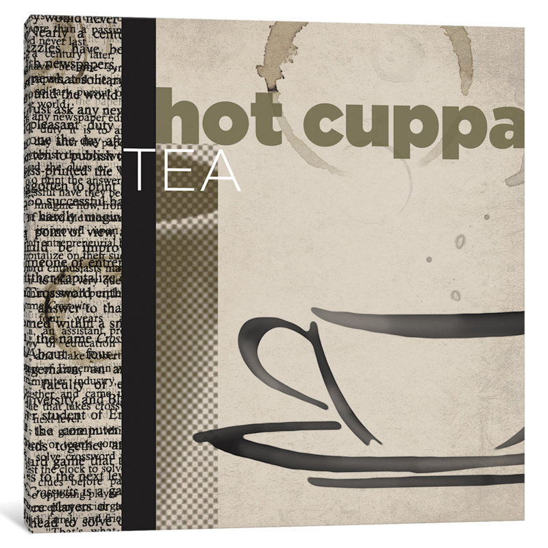 « hot cuppa tea », affiche rétro sur toile tendue, H 18 po x l 18 po x P 1,5 po, Toile tendue, Pas de tapis
