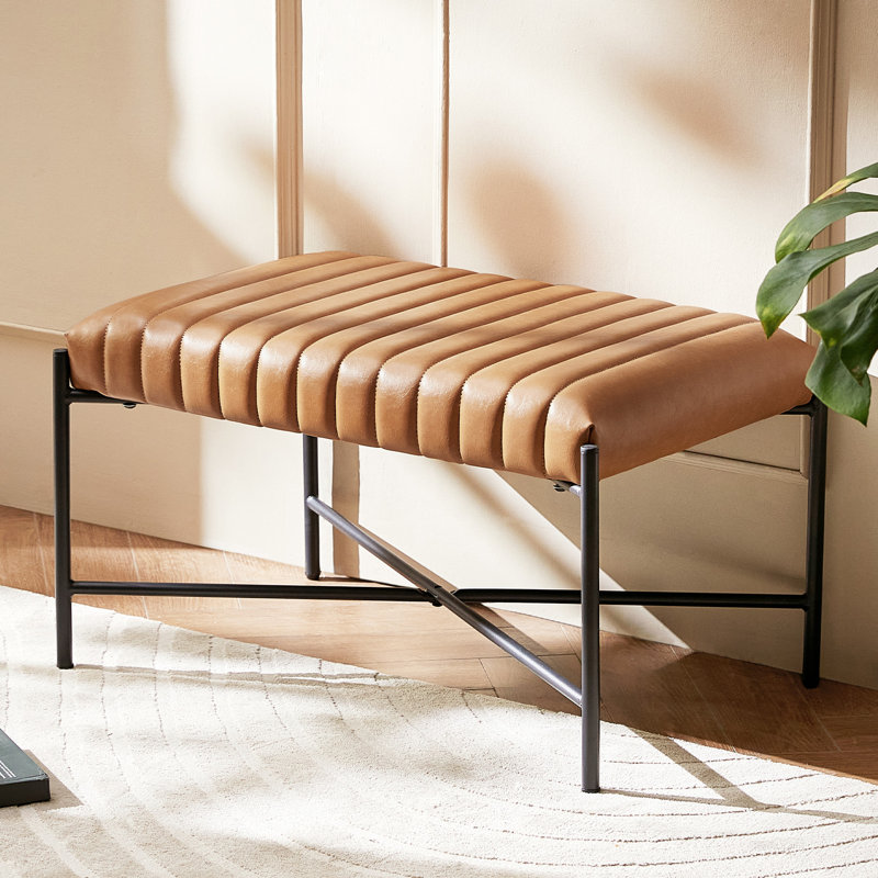 Banc en faux cuir Channel, Camel