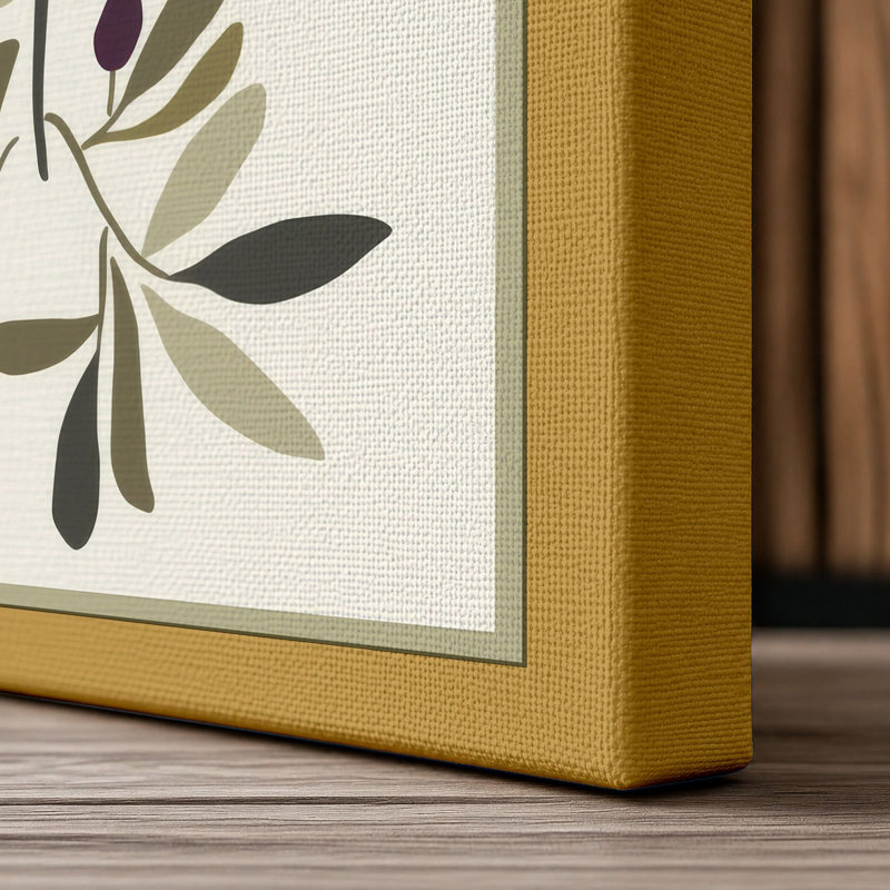 Olive Branches Study Botanical - Wrapped Canvas, 18x12 - 45.7 x 30.5 cm, Ochre Border