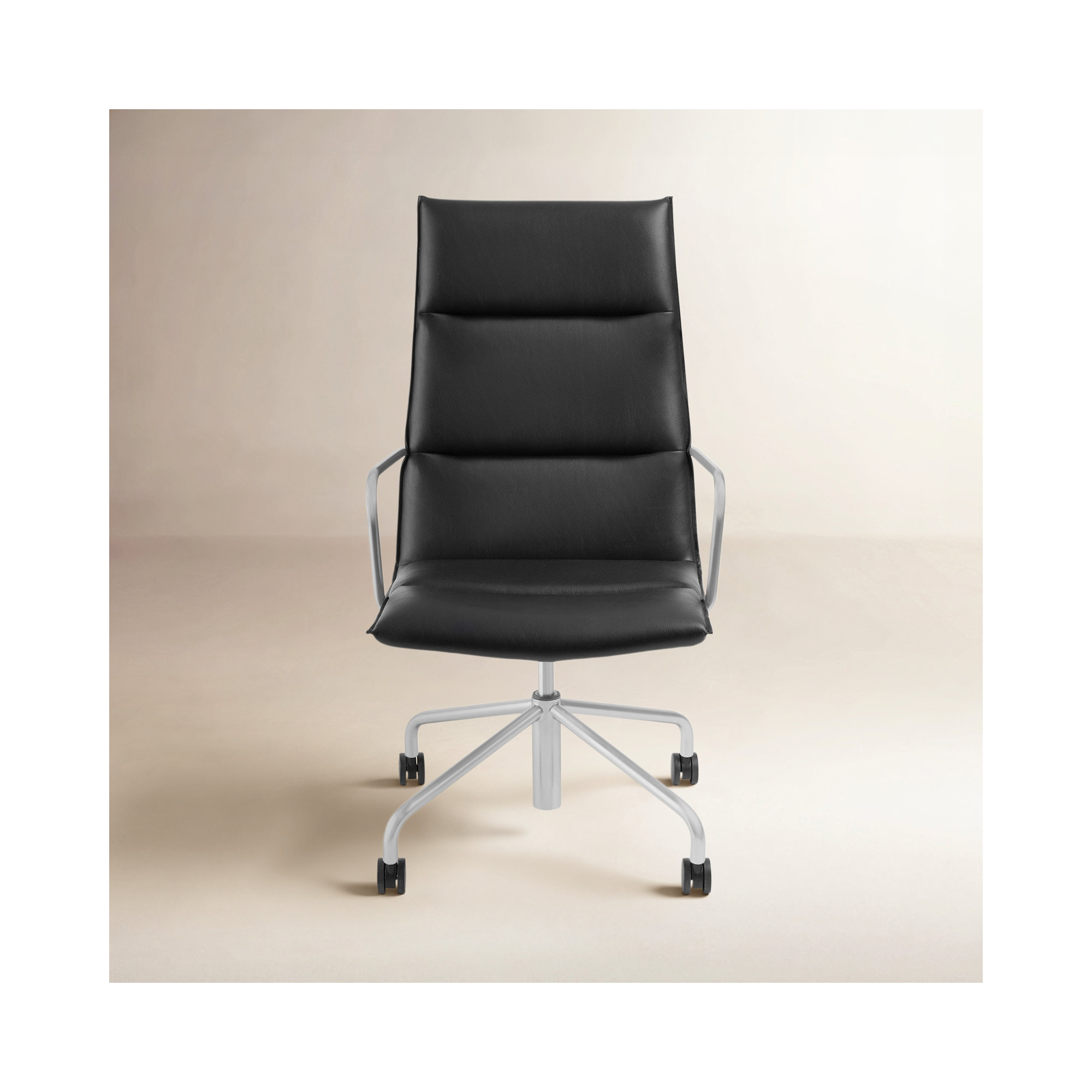 Meredith Swivel Office Chair, Faux Leather Black , Nickel