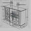 Buffet spacieux de 48,66 po x 15,55 po x 34,06 po à 3 portes en verre trempé transparent avec tablette réglable, panneau de fibres à densité moyenne et stratifié décoratif rouge foncé pour la salle à manger, la cuisine et le salon-34398433