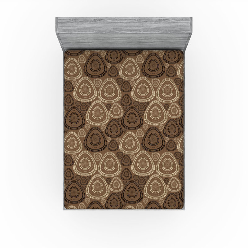 Ensemble de 2 draps-housses Ambesonne, Brun foncé, brun / géométrique, Drap-housse de taille très grand