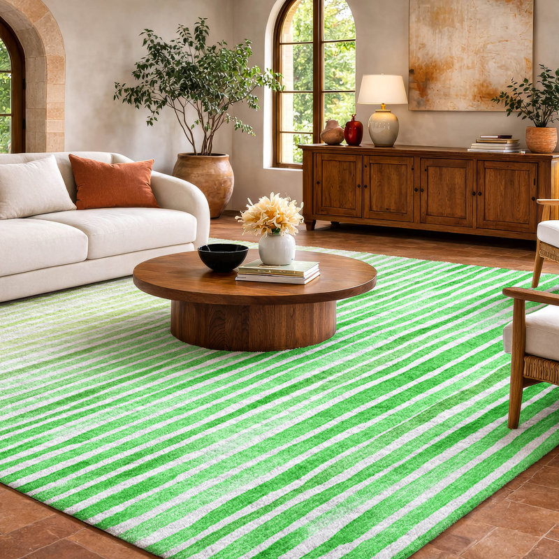 Tapis à poils longs de qualité supérieure lavable à la machine Dream ADS187, Vert, 9 pi x 12 pi