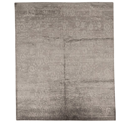 Tapis gris foncé / beige noué à la main de haute qualité