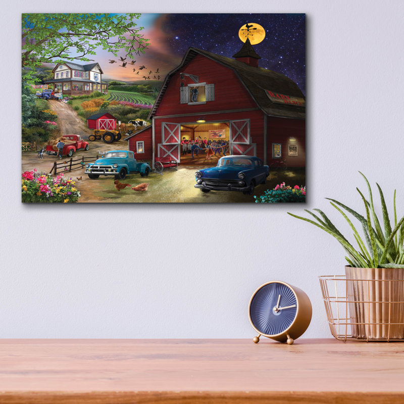 «Farm Life Night and Day» par Bigelow, illustrations sur verre acrylique, H 12 po x l 16 po x P 0,13 po