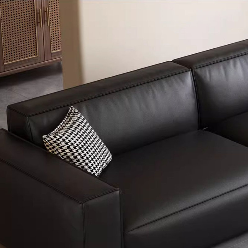 Coussin de canapé modulaire en similicuir noir, H 28,35 po x l 110,24 po x P 39,37 po, 4, Noir
