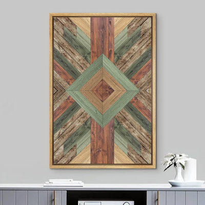 Geometric Western Shape Western Decor Diamond Polygon Collage Abstract Geometric Wood Effect Panels Woodblock Modern Art