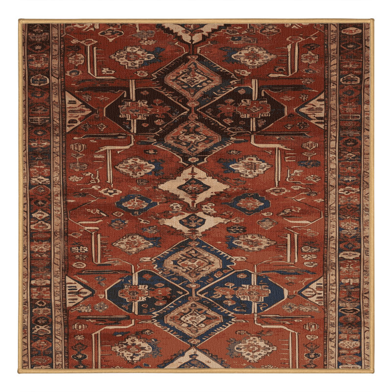 Machine Washable Persian Brown Area Rug, Square 7'