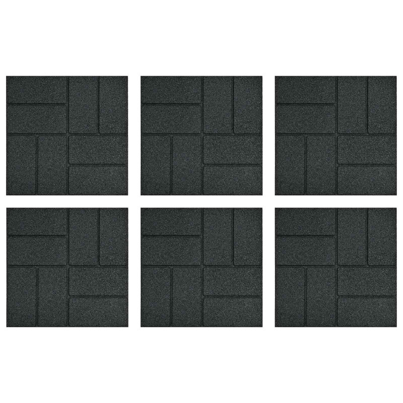  Stepping Stone 6 Pcs Rubber Stones Garden Steps Outdoor Walkways Decor, Black