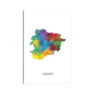 «Andorra Map» par Michael Tompsett, impression sur toile tendue