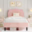 Lit plateforme tapissier simple pour enfants avec tête de lit ajustable en forme d'ours-996387468