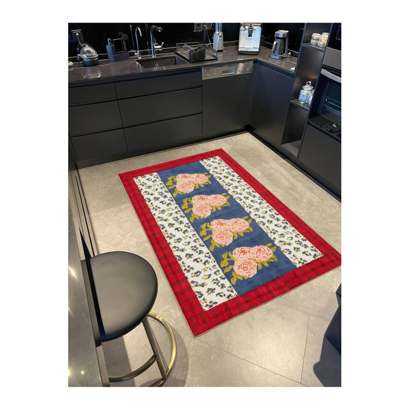 Tapis tissé à motif floral pastel, Rectangle 5 pi x 9 pi 11 po