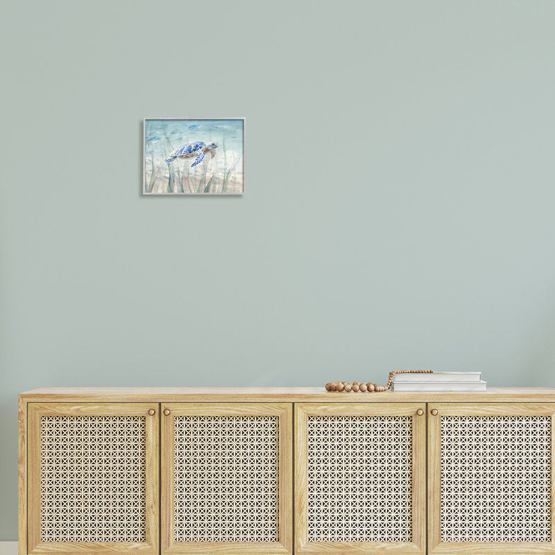 Bébé tortue de mer bleue mouchetée, animal aquatique, océan, ferme rustique, estampe numérique, art texturé par Danhui Nai