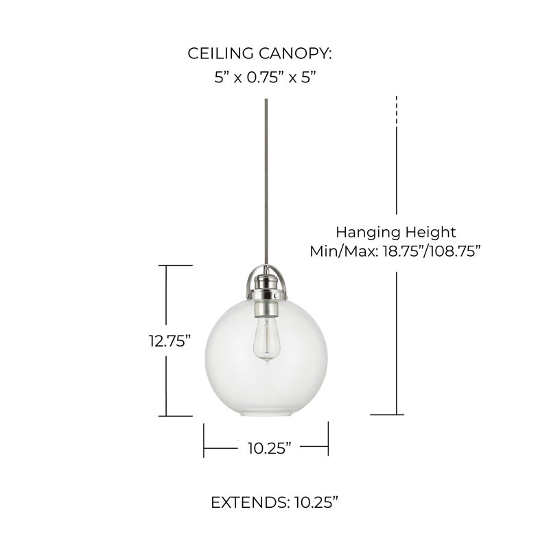 1 - Light Single Pendant, Polished Nickel