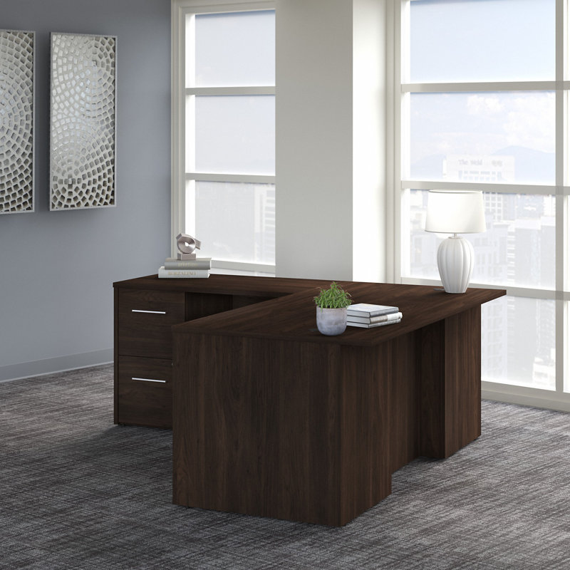 Bureau double caisson en L 72 po Office 500, Noir noyer