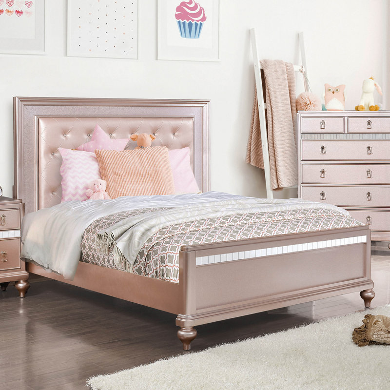 Annistyn Vegan Leather Standard Bed, Rose Gold, Full