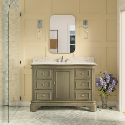 Ensemble de meuble-lavabo simple 48 po avec comptoir gris vieilli Twain Twain