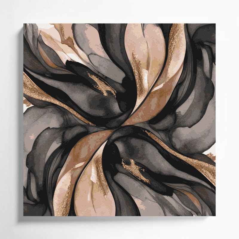 Aquarelle abstraite, art mural noir sur toile 91, H 12 po x l 12 po