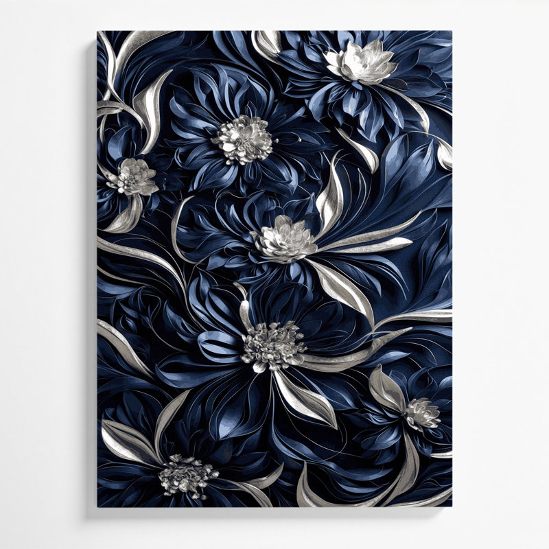«Abstract Florals 72», art mural sur toile grise, H 16 po x l 20 po