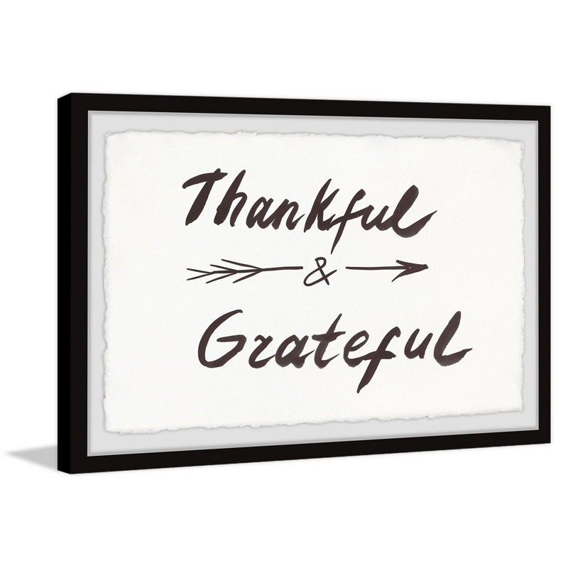«Thankful and Grateful» par Marmont Hill - Reproduction d'art textuel sur papier encadré, H 8 po x l 12 po x P 1,5 po
