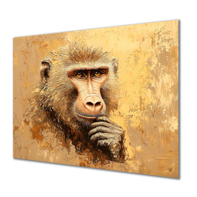 Intelligent Gaze Of Baboon III - décoration murale en métal animal singe, impression moderne sur métal