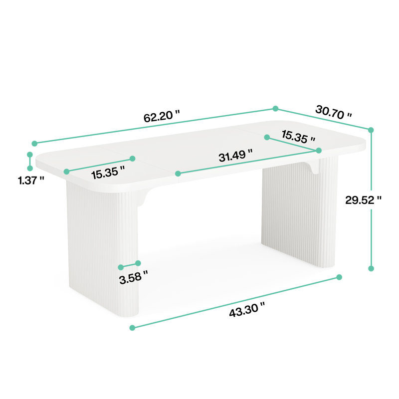 Girace 62.99'' W Modern Simple Executive Computer Desk with Engineered Wood Top and Legs, White