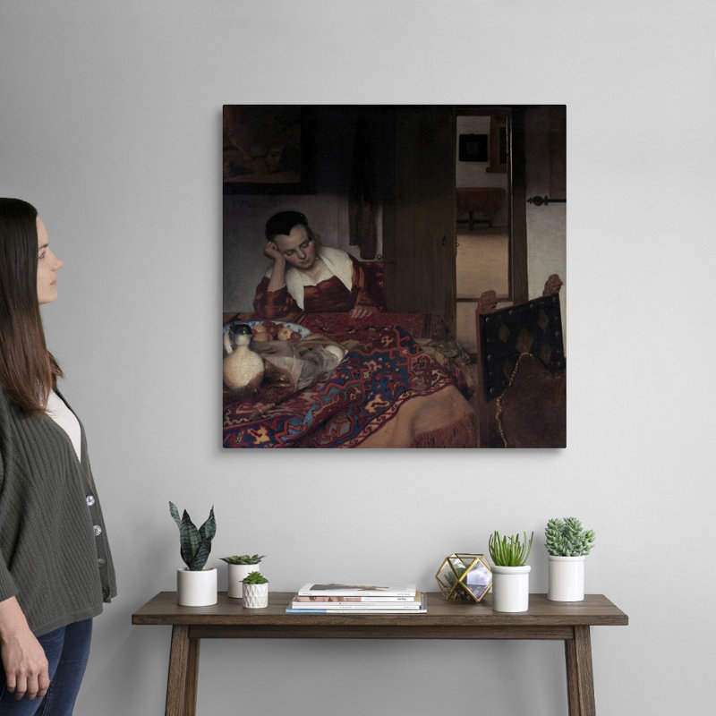 Imprimé « A Maid dormant » par Johannes Vermeer, H 30 po x l 30 po x 1,25 po, Toile tendue