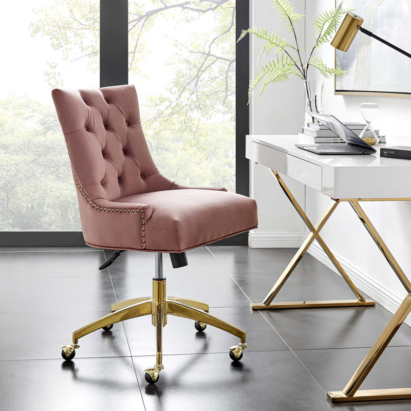 Chaise de bureau Regent, Vieux rose, Doré