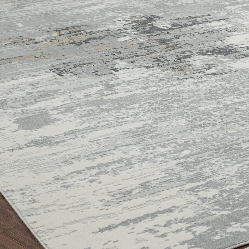 B Abstract Area Rug in Grey, Rectangle 3' x 5'