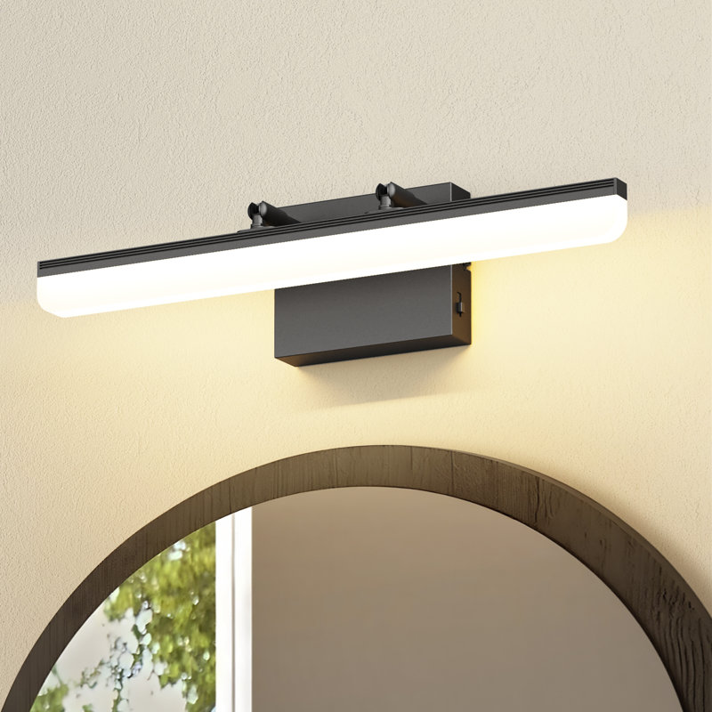 Barre de salle de bain à DEL 16 W à intensité variable de 16 po, 5 températures de couleur réglables, Noir mat